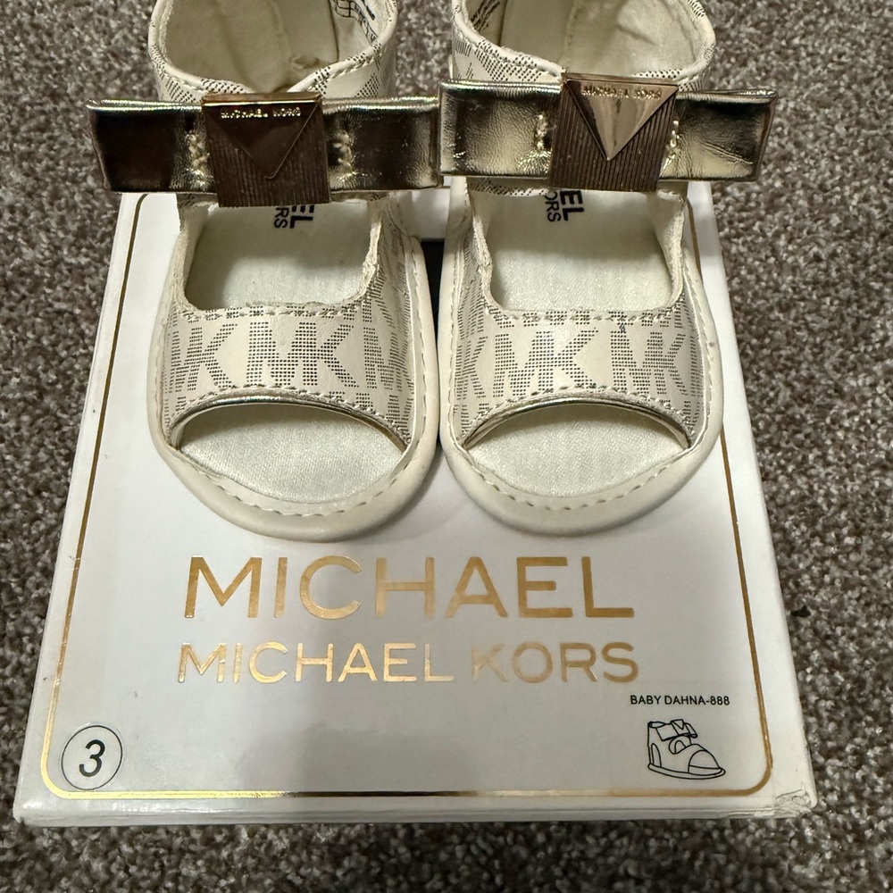 Michael Kors Cream and Gold Baby Walker Shoes